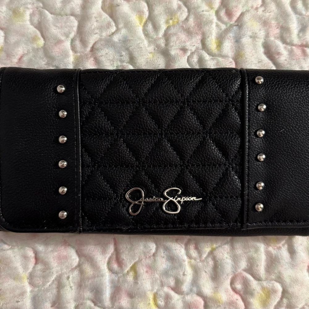 Jessica Simpson Black Studded Quilted Wallet